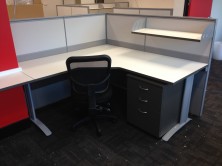 Incorporating Workstations With Screen Hung Shelving And Mobile Pedestal
